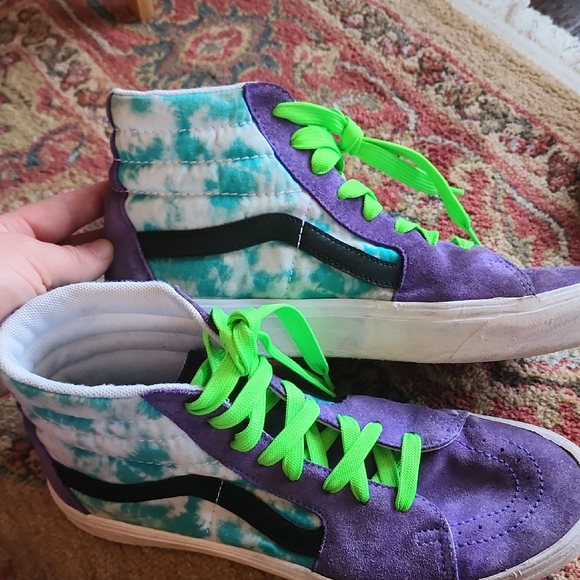 Vans Other - Vans Vibrant High-Top Sneakers with Green Laces